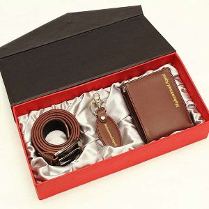 Personalized Men’s Leather Wallet 3 Pcs Set