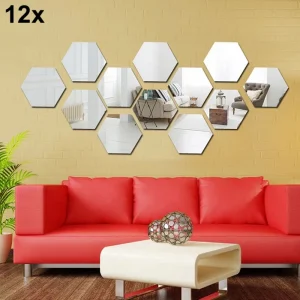 12x Acrylic Hexagon Wall Decor (Black) - Wall Decoration