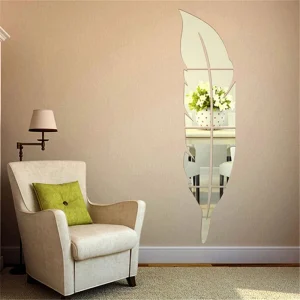 3D Silver Acrylic Leaf Mirror